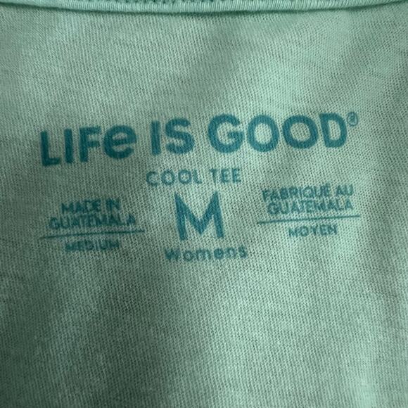 Life is Good Short Sleeve V Neck Green T Shirt Size Medium - Picture 6 of 7